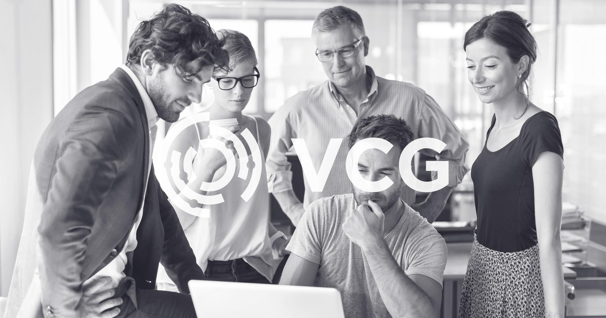 VCG logo and brand imagery showcasing brand refresh with team group photo