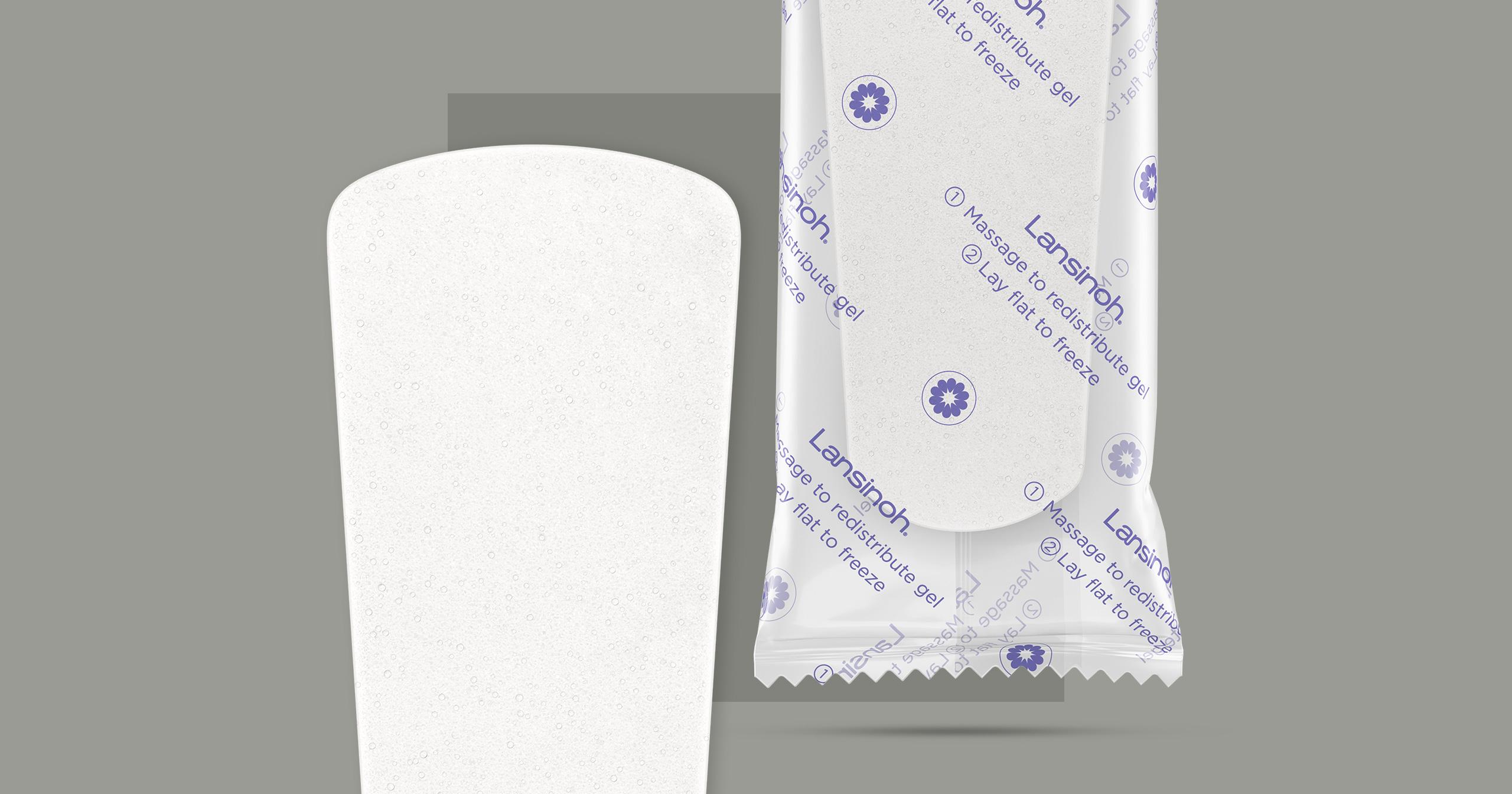 Lansinoh maternity pads in packaging visualised in 3D with creative retouching and postproduction
