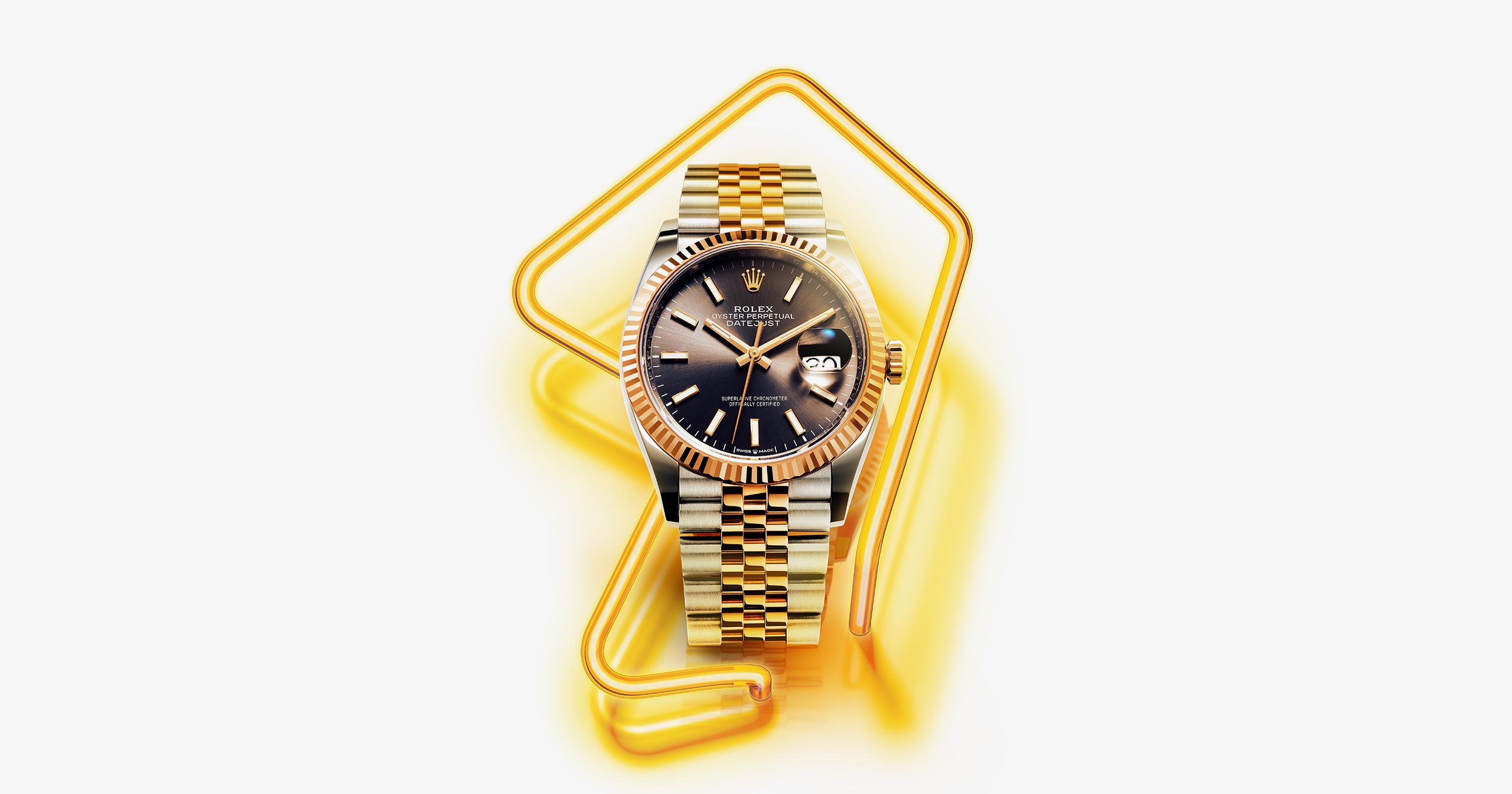 Creative retouching and post production Rolex Watch image enhanced with 3D/CGI neon light effects for Men’s Health magazine