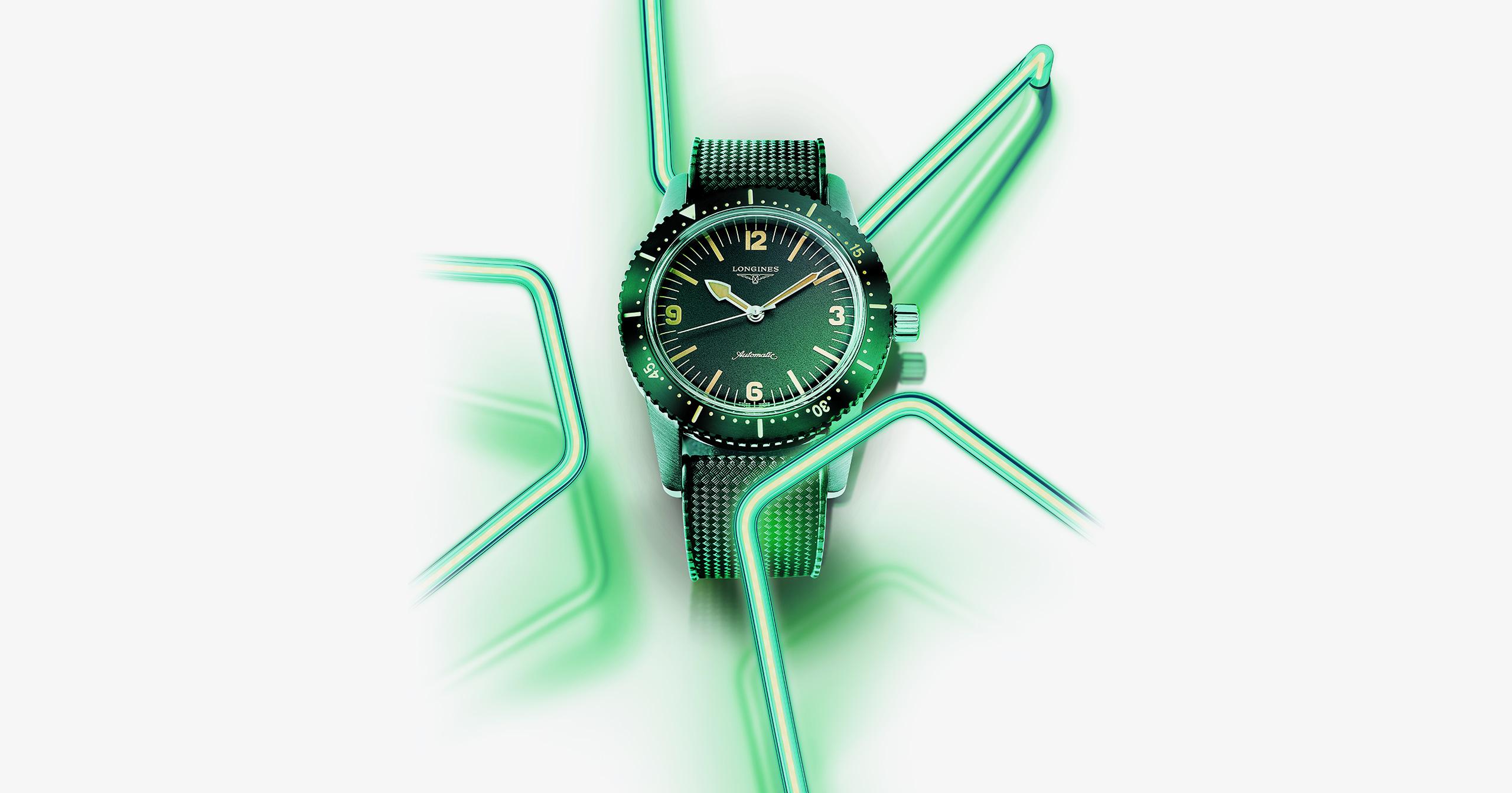 Longines Watch illuminated by neon lights, a blend of 3D/CGI and post production expertise