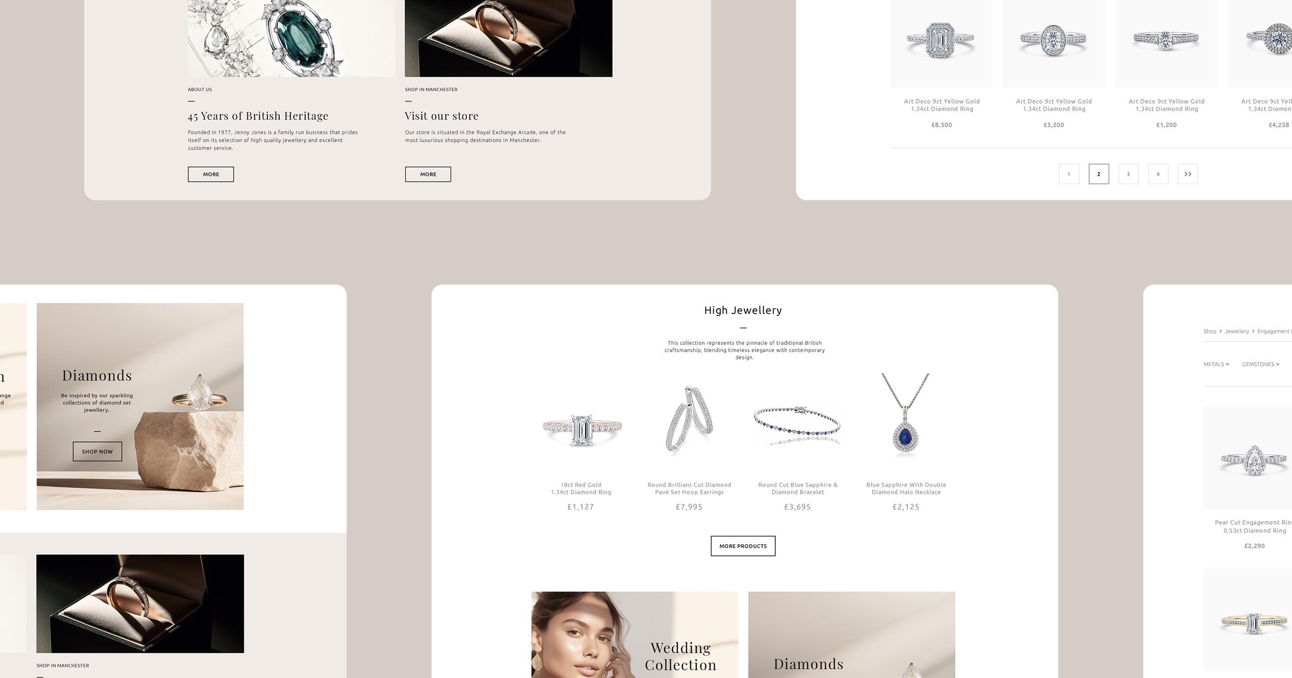Manchester Based Jewellery Brand e-commerce website - UX/UI design, user journey and product listing